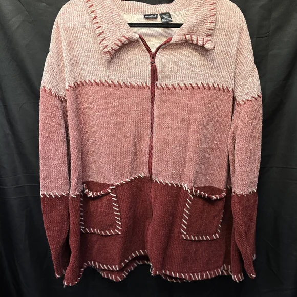 Northcrest Two-Tone Pink Crewneck Sweater - Picture 2 of 4